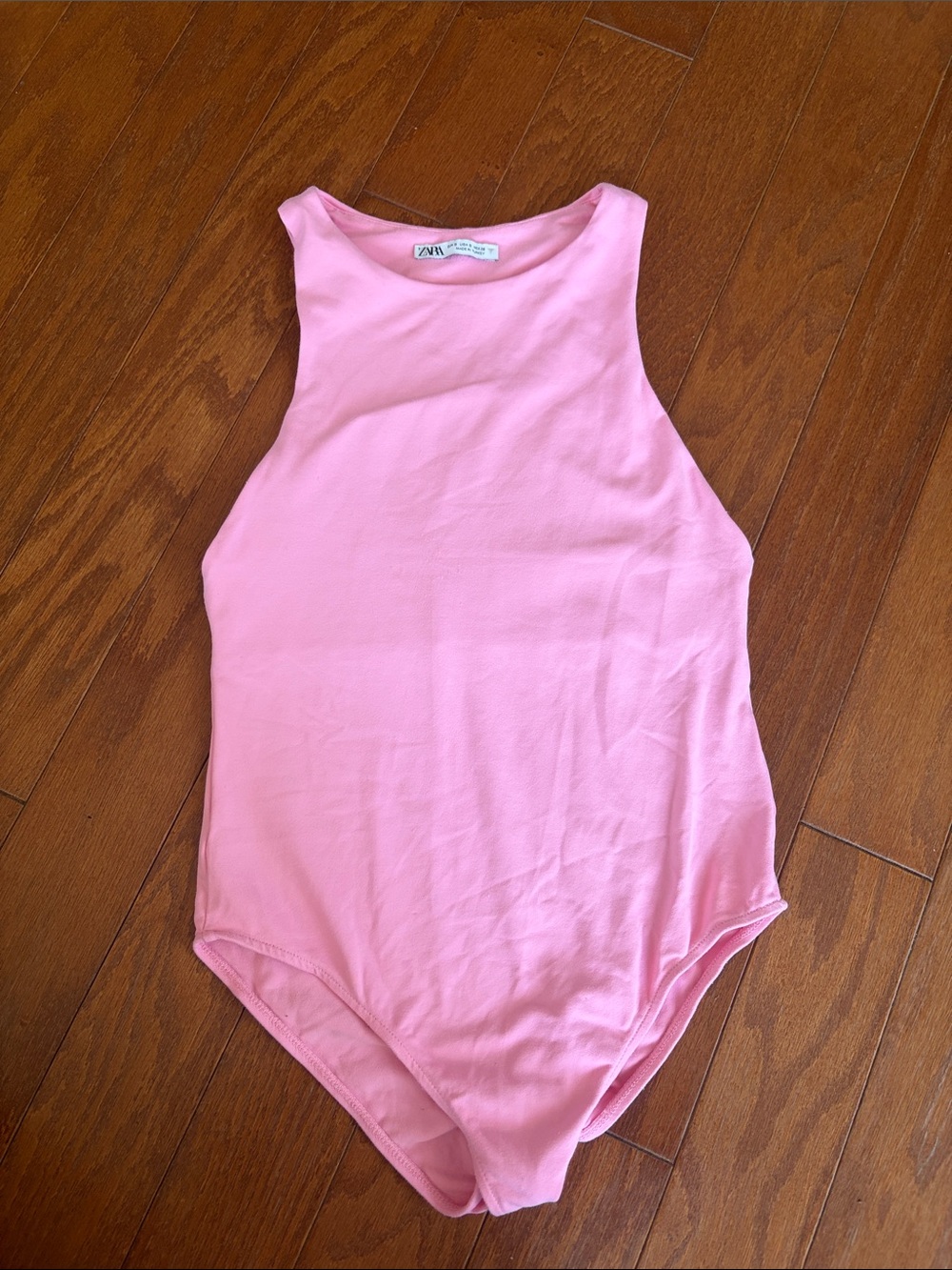 Zara Pink Sleeveless High-Neck Bodysuit